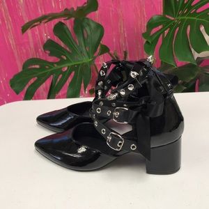 Current Mood studded black patent leather heels
